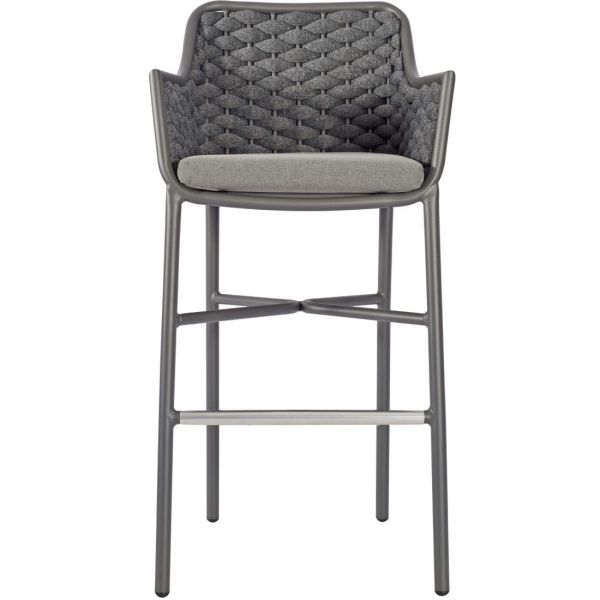 Outdoor Bar Stool Grey Weave Polypropylene Commercial Furniture