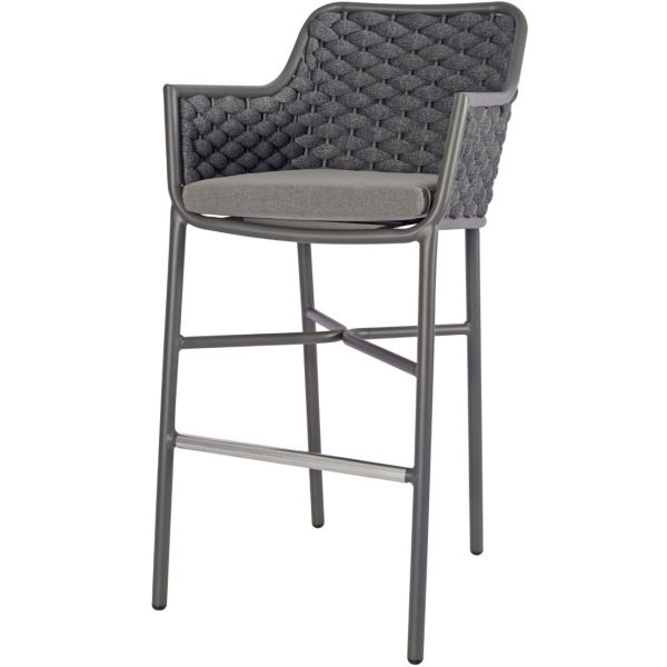 Outdoor Bar Stool Grey Weave Polypropylene Commercial Furniture