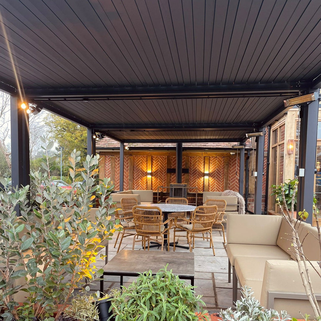 pergola with heaters