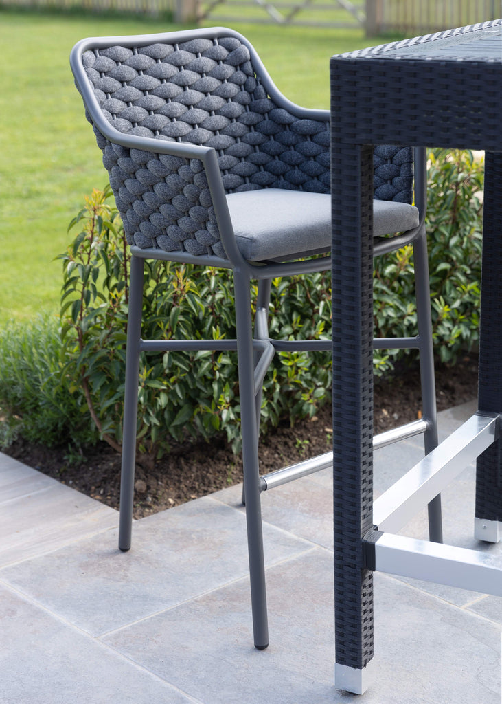 Outdoor Bar Stool Grey Weave Polypropylene Commercial Furniture