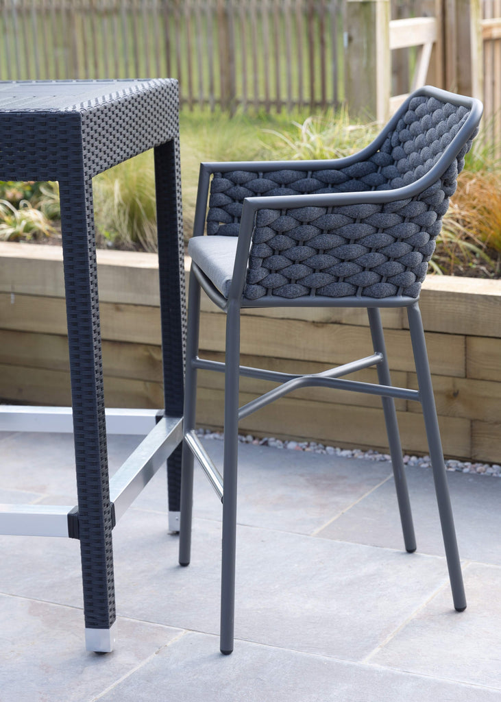 Outdoor Bar Stool Grey Weave Polypropylene Commercial Furniture