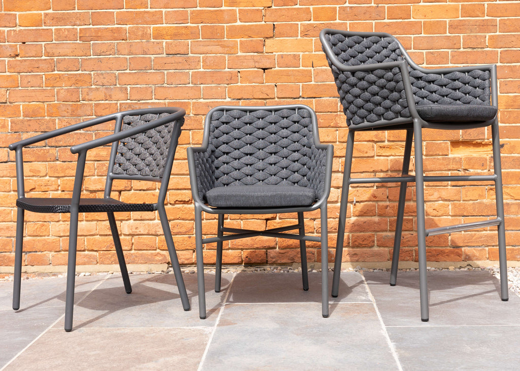 Outdoor Bar Stool Grey Weave Polypropylene Commercial Furniture