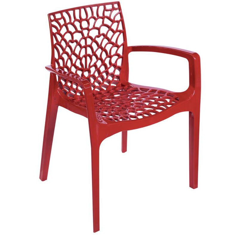 Outdoor Colourful Polypropylene Arm Chair Lattice Design  Commercial Furniture