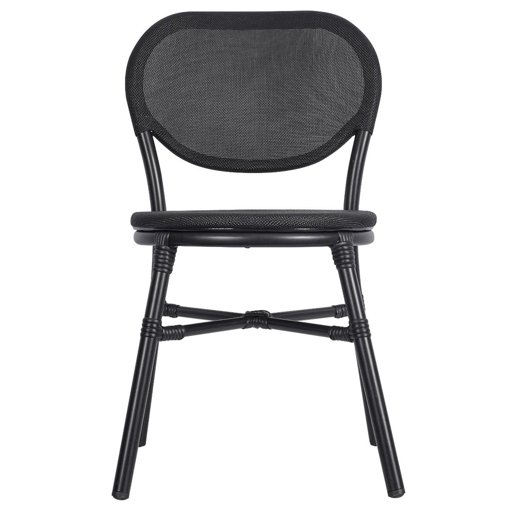 Outdoor Black Aluminium Frame Dining Chairs Commercial Furniture