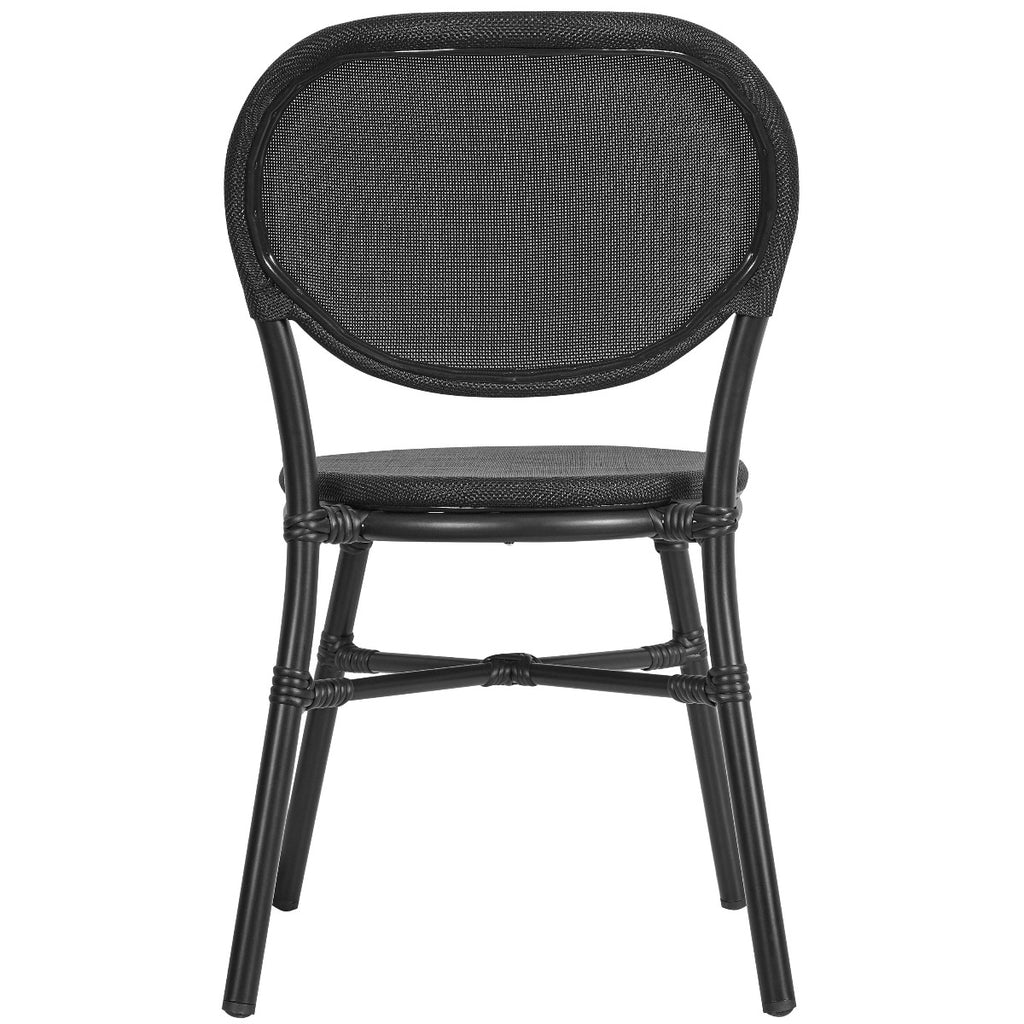 Outdoor Black Aluminium Frame Dining Chairs Commercial Furniture