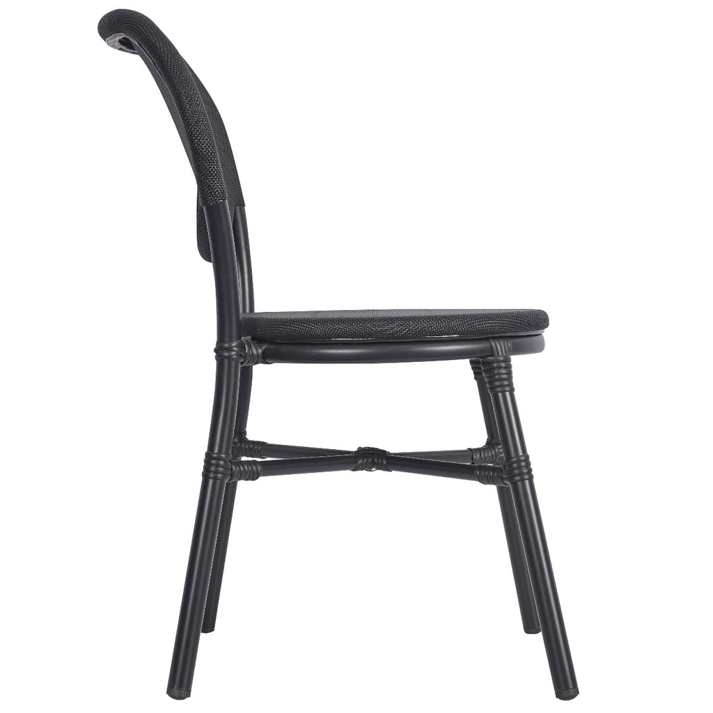 Outdoor Black Aluminium Frame Dining Chairs Commercial Furniture